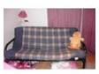 fouton double sofa bed. large blue and yellow check....